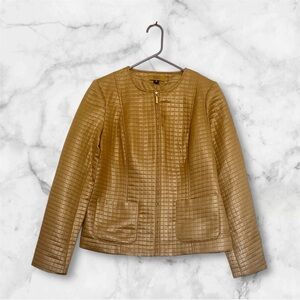 Valerie Stevens Women’s Gold Front Zipper Quilted Blazer Size S